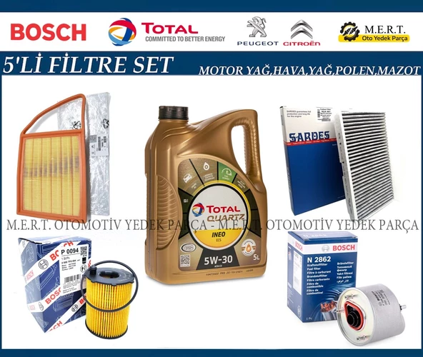 Citroen C4 1.6 E-Hdi Filtre Bakım Seti + Motor Yağı