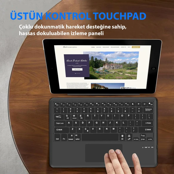 TriLine 9.7” RGB Renkli Aydınlatmalı İngilizce Bluetooth Klavye 24.5X17.5 cm İnce Slim Şarj Edilebilir - Resim 6