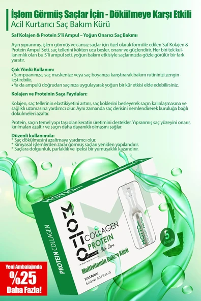 Motto Plus Professional İşlem Görmüş Saçlar Için Dökülmeye Karşı Etkili Acil Kurtarma Bakımı Saf Multivitamin 5'li Ampul - Resim 2