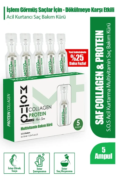 Motto Plus Professional İşlem Görmüş Saçlar Için Dökülmeye Karşı Etkili Acil Kurtarma Bakımı Saf Multivitamin 5'li Ampul ürün görseli 1