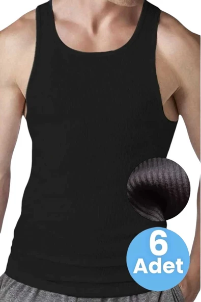 Uniquetrenders   Erkek Pamuklu Kaşkorse Atlet 6 Adet - 5