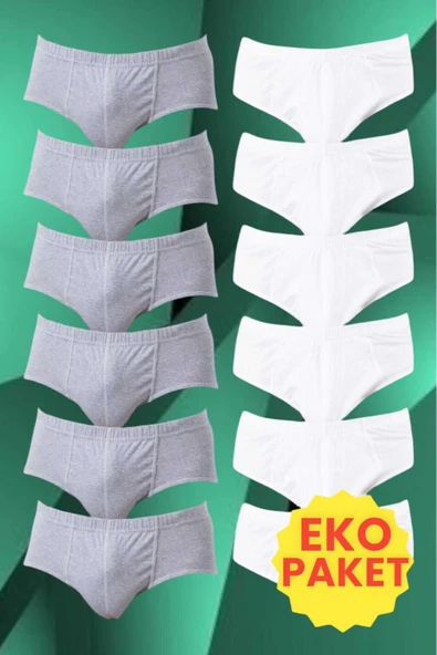 Uniquetrenders   Erkek Pamuklu Slip Külot 6 Adet Beyaz 6 Adet Gri - 3