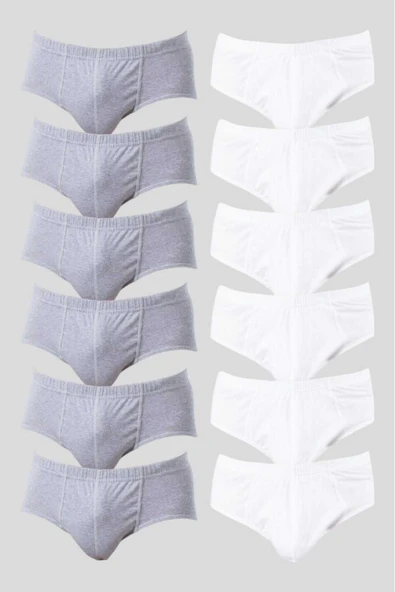 Uniquetrenders   Erkek Pamuklu Slip Külot 6 Adet Beyaz 6 Adet Gri - 6