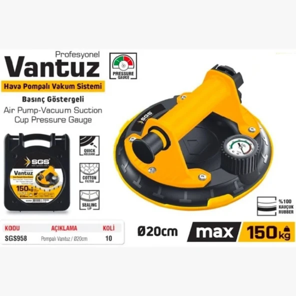 SGS Hava Pompalı Vantuz Basınç Göstergeli - Resim 2