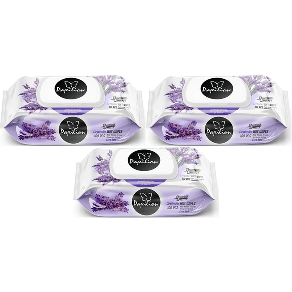 Papilion Islak Havlu Mendil 100 Yaprak Lavanta (3 Lü Set) 300 Yaprak ürün görseli