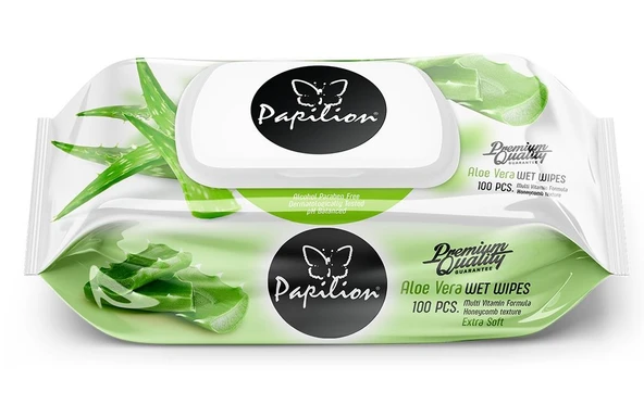 Papilion Islak Havlu Mendil 100 Yaprak Aloevera Plastik Kapaklı