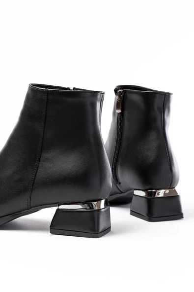 Siyah Topuklu Fermuarlı Günlük Kadın Bot - Resim 4