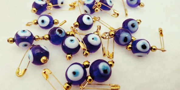 Hdmarketim 20 Adet 1,2 Cm Maşallahlık İğneli Cam Nazar Boncuğu - Resim 3