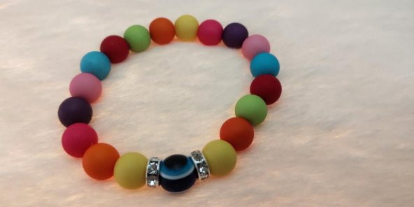 hdmarketim Rengarenk Nazar Boncuklu Neşeli Ve Mutluluk Bileklik - Resim 3