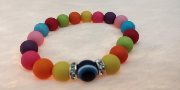 hdmarketim Rengarenk Nazar Boncuklu Neşeli Ve Mutluluk Bileklik - Resim 4