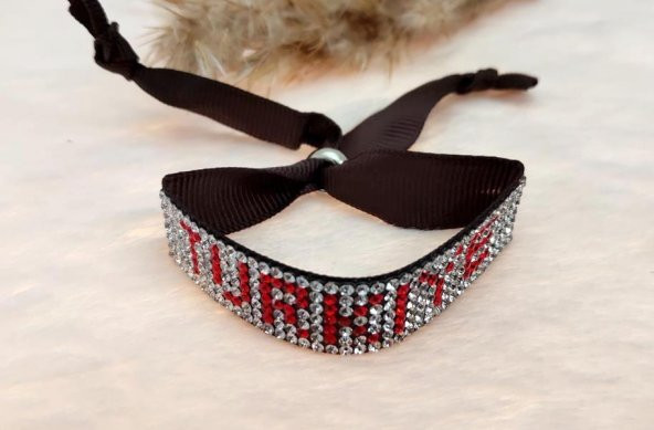 Hdmarketim Swarovski Taşlı Türkiye Yazılı Ayarlanabilir Bileklik