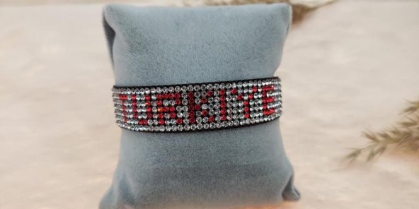 Hdmarketim Swarovski Taşlı Türkiye Yazılı Ayarlanabilir Bileklik - 2