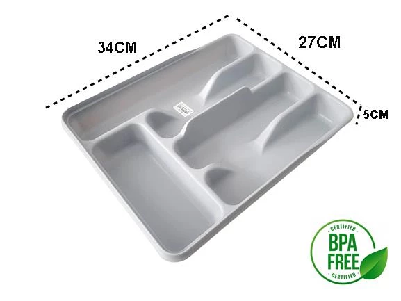 Moonstar Çekmece İçi Kaşıklık 5Gözlü Çatal Bıçak Organızer 34X27CM-KŞ-172-GRİ - 3