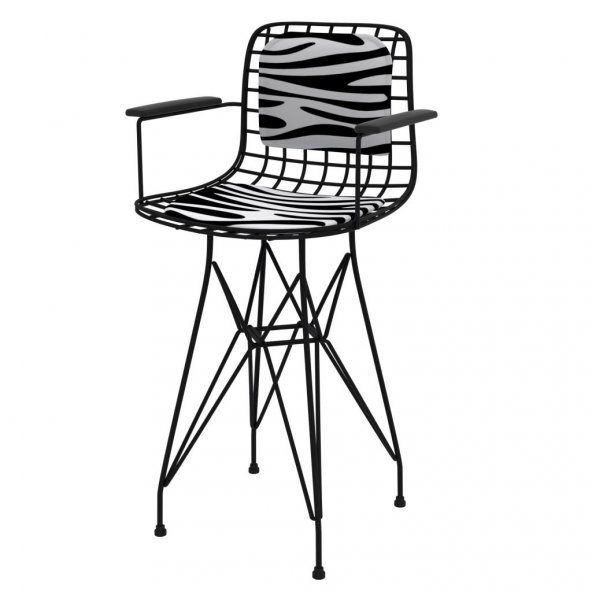 Knsz ufak boy tel bar sandalyesi 1 li uslu syhbonar kolçaklı sırt minderli 55 cm oturma yüksekliği mutfak bahçe cafe ofis