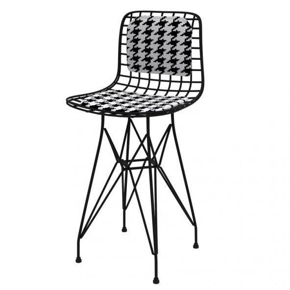 Knsz ufak boy tel bar sandalyesi 1 li uslu syhkono sırt minderli 55 cm oturma yüksekliği mutfak bahçe cafe ofis