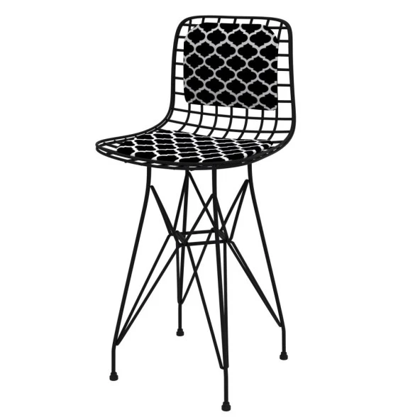 Knsz ufak boy tel bar sandalyesi 1 li uslu syhviona sırt minderli 55 cm oturma yüksekliği mutfak bahçe cafe ofis