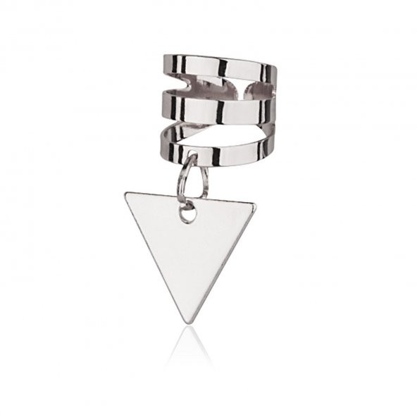 KL-OBJE DETAY ÜÇGEN EAR CUFF KÜPE SİLVER RENK