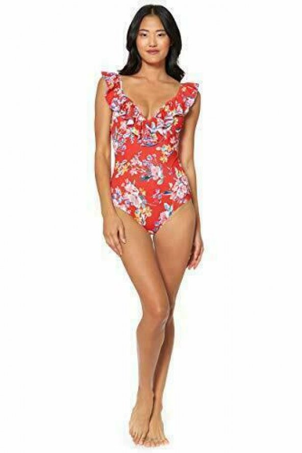 Çiçekli Fırfırlı Tek Parça Mayo - 2