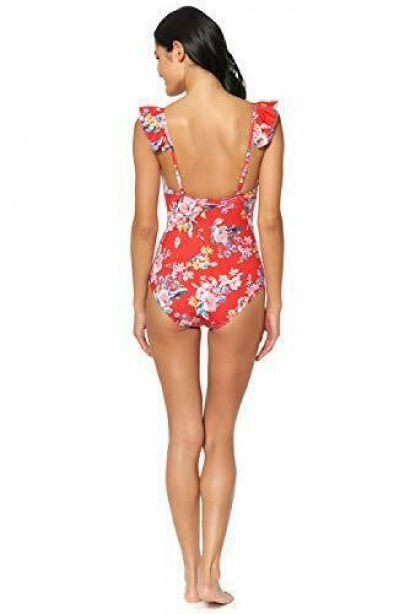 Çiçekli Fırfırlı Tek Parça Mayo - 3