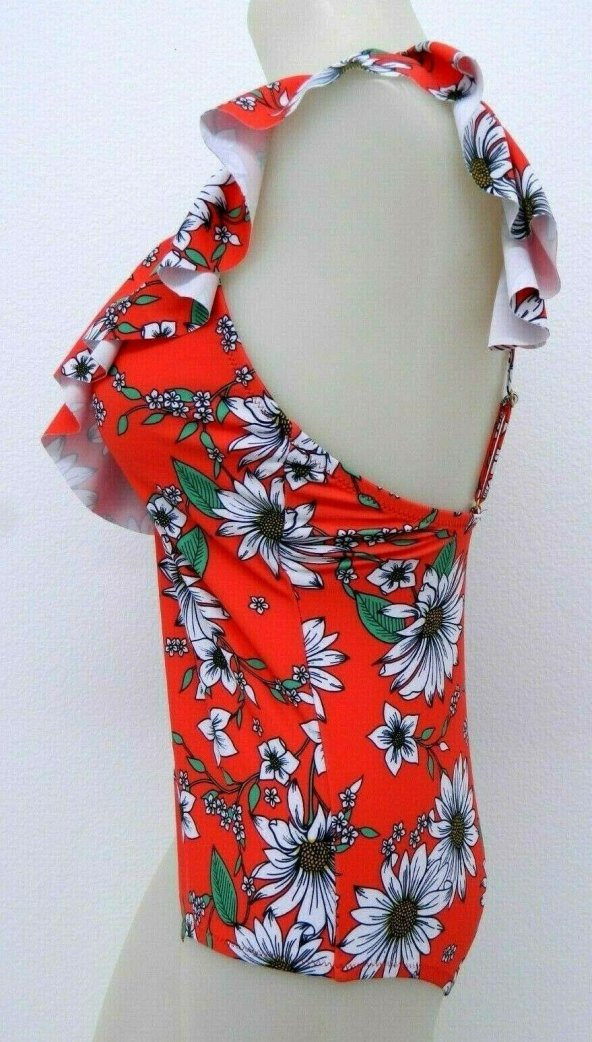 Çiçekli Fırfırlı Tek Parça Mayo - 5