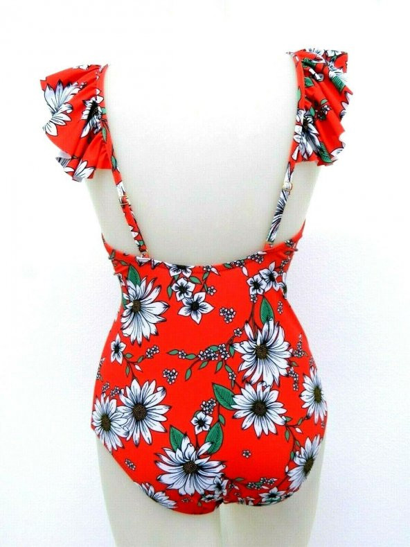 Çiçekli Fırfırlı Tek Parça Mayo - 6