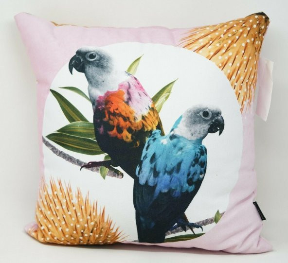 Deny Tropikal Papağan Kuş Desenli Dekoratif Yastık - 2