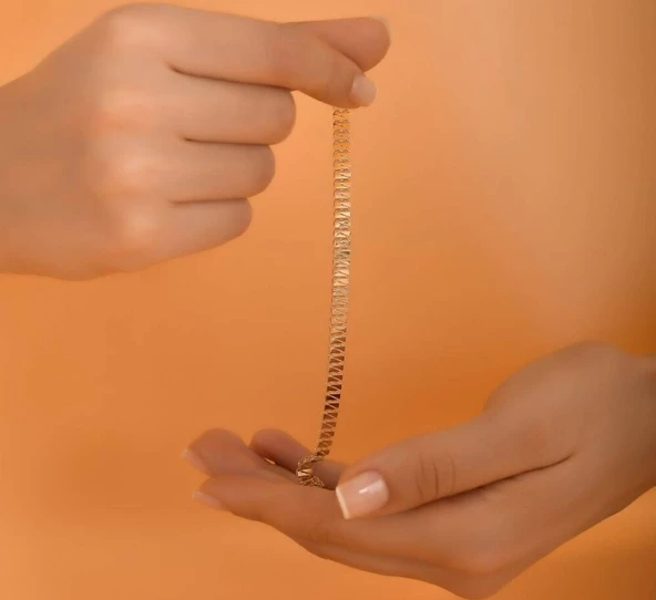 Piramit Parlak Altın Bileklik 14 Ayar