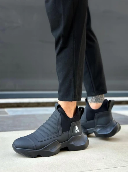 BA0401 Bağcıksız Rahat Yüksek Taban Erkek Spor Yarım Bilek Bot - Resim 2