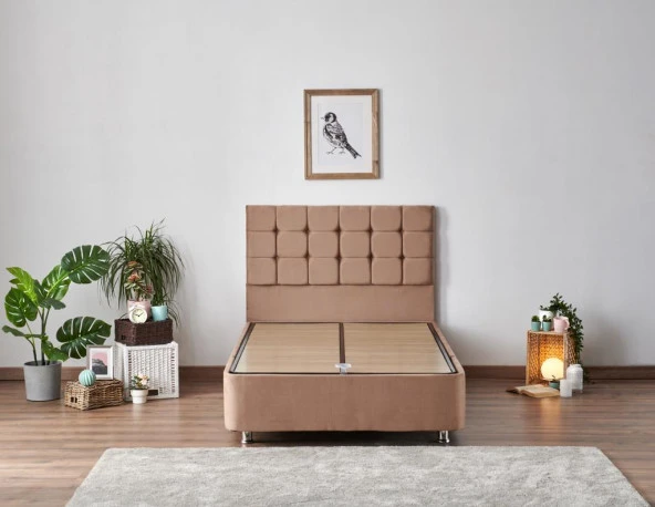 Niron  W. Cotton 120x200 cm Tek Kişilik Pedli Yatak Baza Başlık Takımı - Kumaş Baza, Başlık ve Yatak Seti - 4