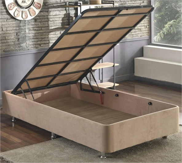 Niron  W. Cotton 120x200 cm Tek Kişilik Pedli Yatak Baza Başlık Takımı - Kumaş Baza, Başlık ve Yatak Seti - 11