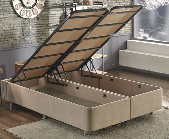 Niron  W. Cotton 140x190 cm Çift Kişilik Pedli Yatak Baza Başlık Takımı - Kumaş Baza, Başlık ve Yatak Seti - Resim 12