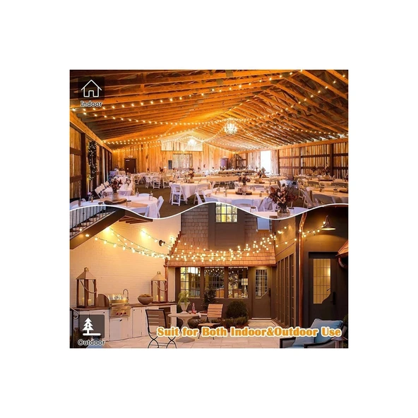 10 Metre Dış Mekan Eklenebilir Su Geçirmez Karnaval Set 20 Duylu Duy Takımı - 3