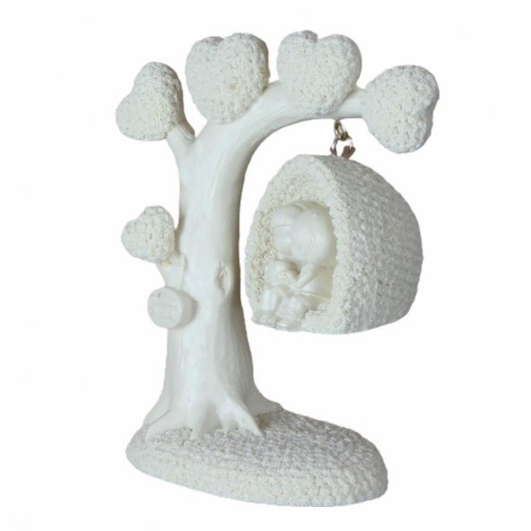 Boyanabilir Polyester Poliüretan Ham Obje Kalpli Ağaç Sevgili Biblo 18 Cm - 2