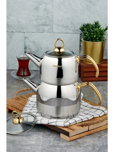 Cooker Tuana Çelik Çaydanlık Aile Boy Gold