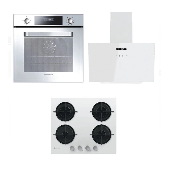 Hoover HOT3051WI/E - HVW6MW - HDG6C1GWTK Beyaz Cam Ankastre Set