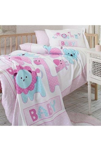 ÖZDİLEK NEVRESİM TAKIMI PİKELİ BEBE PINK ANIMALS PEMBE