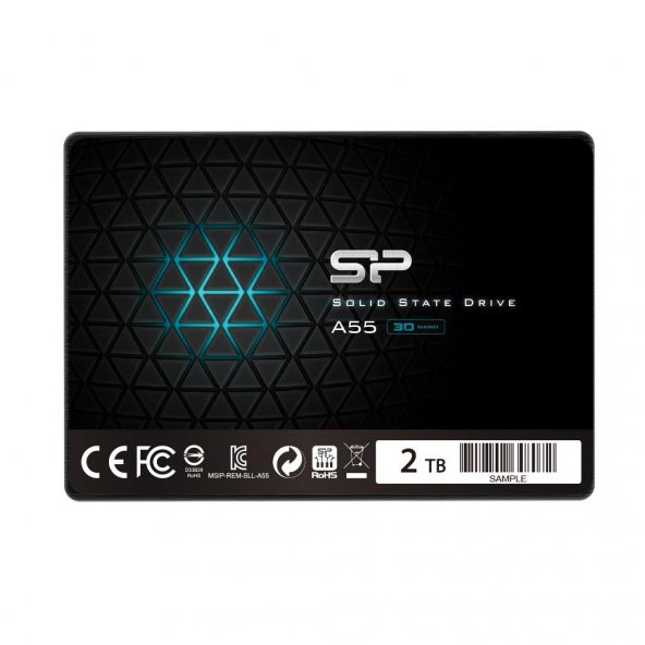 Silicon Power SP002TBSS3A55S25 2TB SSD 3D NAND A55 SLC Cache Performance Boost SATA 2.5"