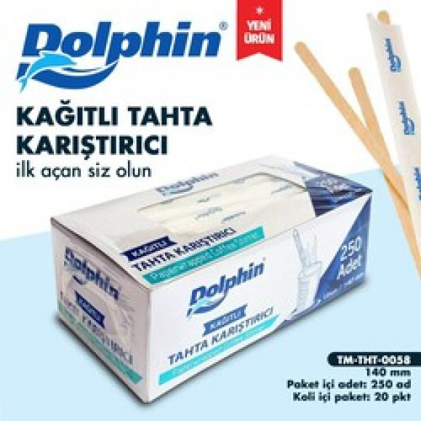 Dolphin Tahta Karıştırıcı Kağıt Sargılı Pakette 250 Adet  Kolide 20 Paket