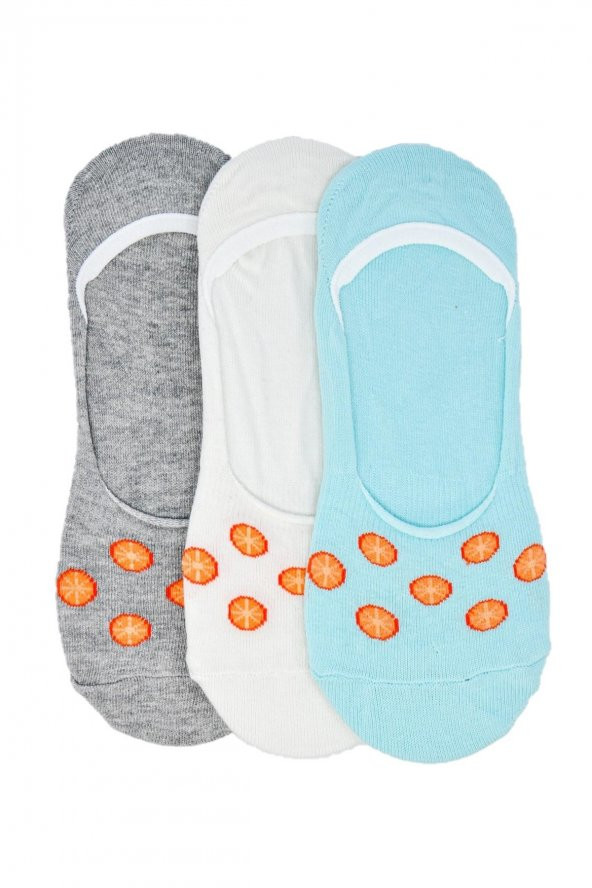 3lü Kadın Portakal Desenli Babet Çorap 3131-B3