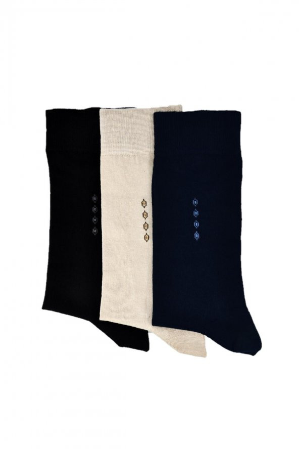 3lü Erkek Yuvarlak Desenli Çorap 4424-B3