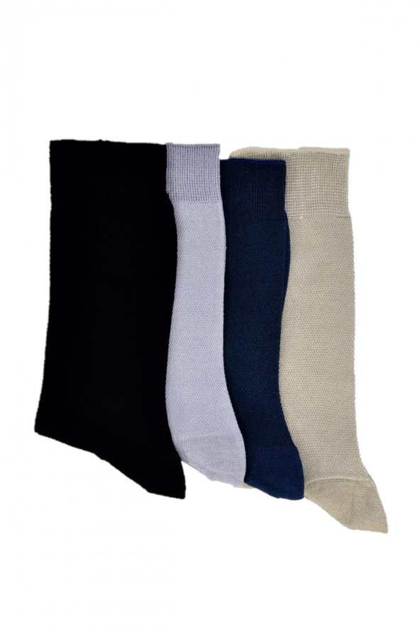 4lü Erkek Kendinden Desenli Çorap 4468-B4