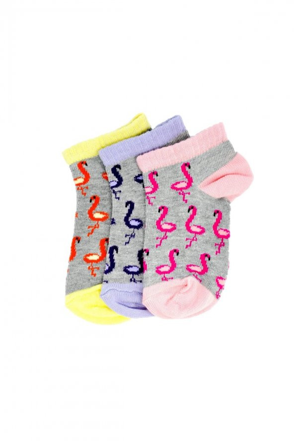 3lü Kız Çocuk Flamingo Desen Çorap 2021-B3