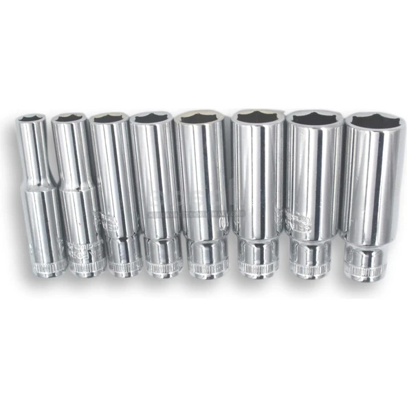 8 Parça 1/4" 6 Köşe Derin Lokma Anahtar Takımı (Raylı) - 2