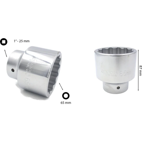 1" 12 Köşe (Yıldız) Lokma Anahtar - 65 mm - Resim 2