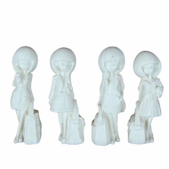 Boyanabilir Polyester Poliüretan Ham Obje 4 Kız Biblo Set - 2