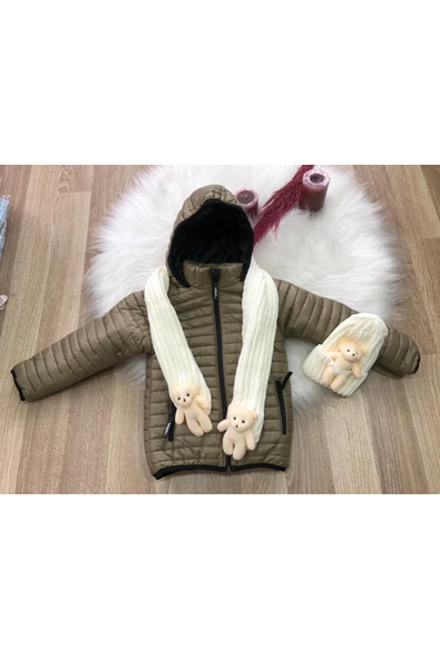 Erkek Çocuk Su Ve Rüzgar Geçirmez Bere Atkılı Mont