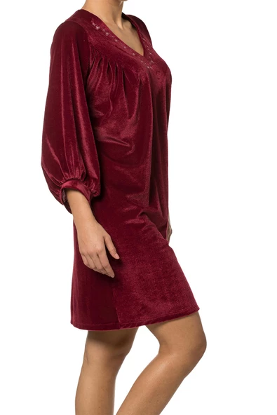 Doremi Uzun Kollu Kadife Gecelik - Resim 3