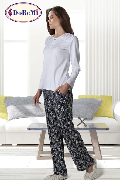 DoReMi White-Black Bayan Pijama Takımı - Resim 8