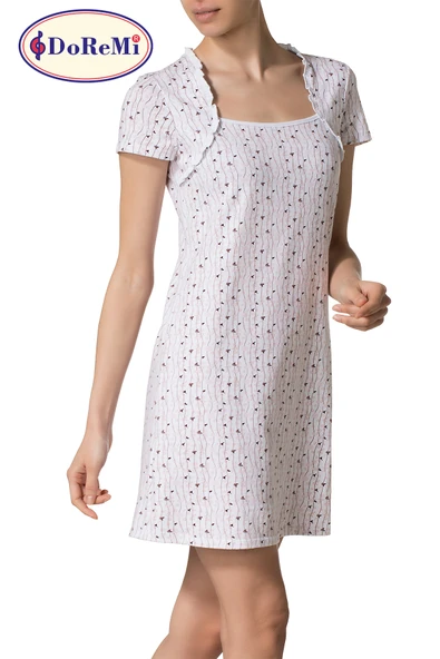 Doremi Kısa Kollu Desenli Gecelik - Resim 5