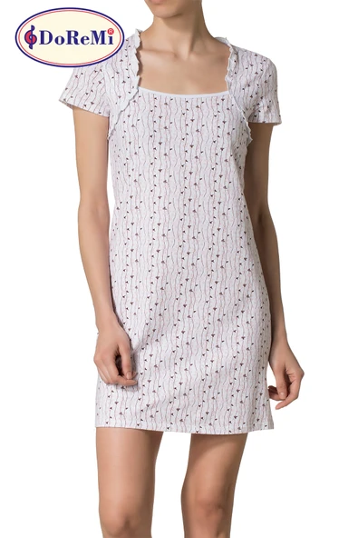 Doremi Kısa Kollu Desenli Gecelik - Resim 6